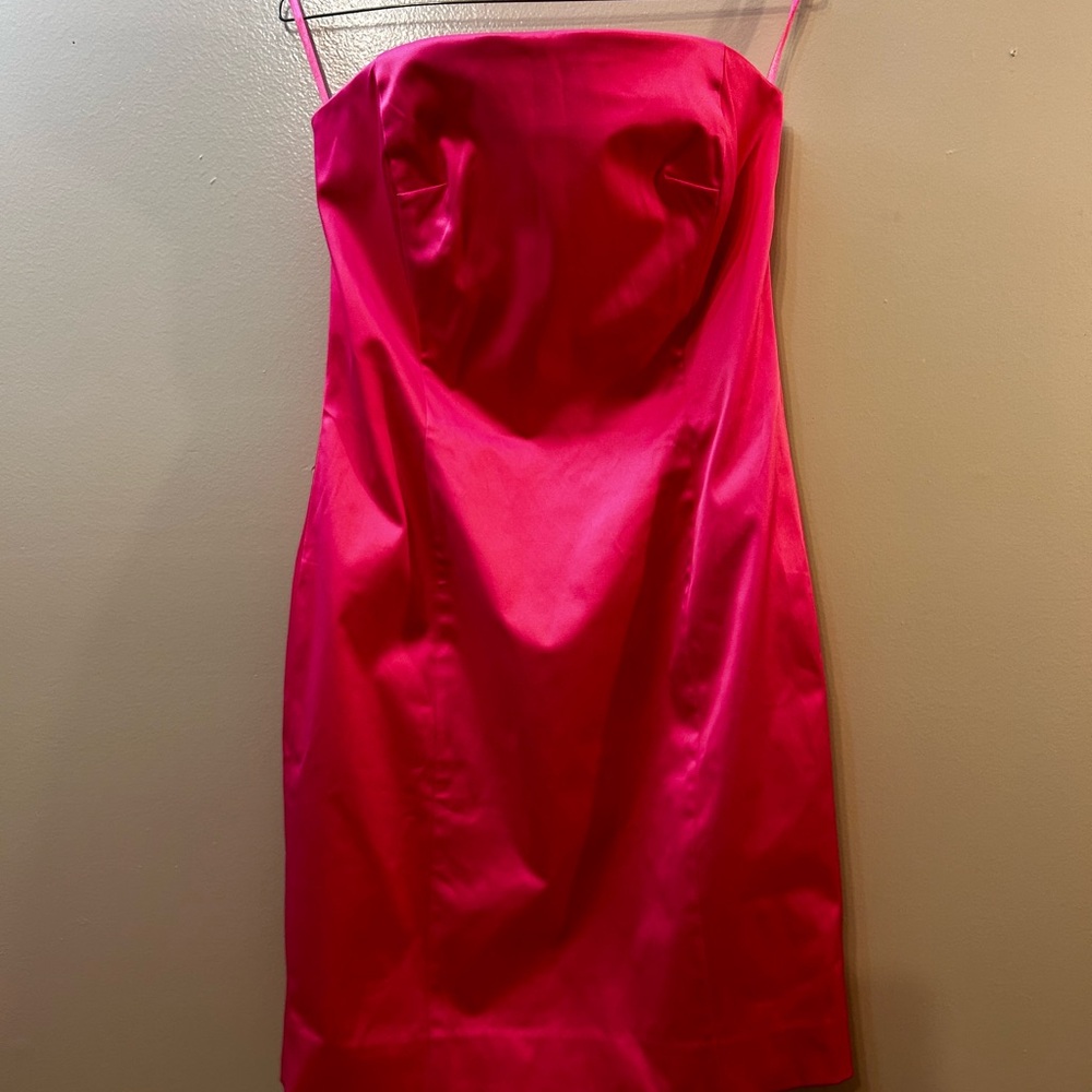 Isaac Mizrahi Hot Pink Strapless Satin Sheath Dress